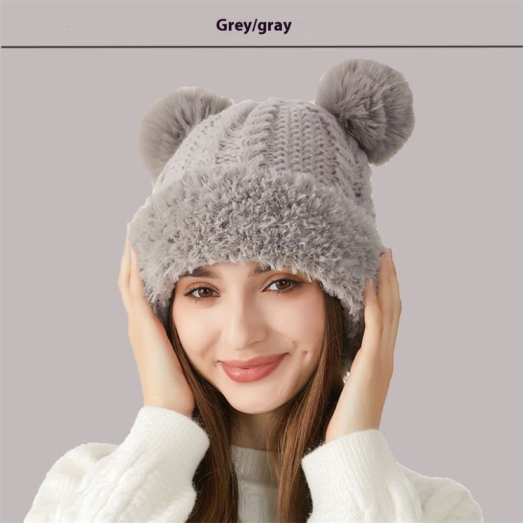 Women's Winter Cute Fur Ball Knitted Hat