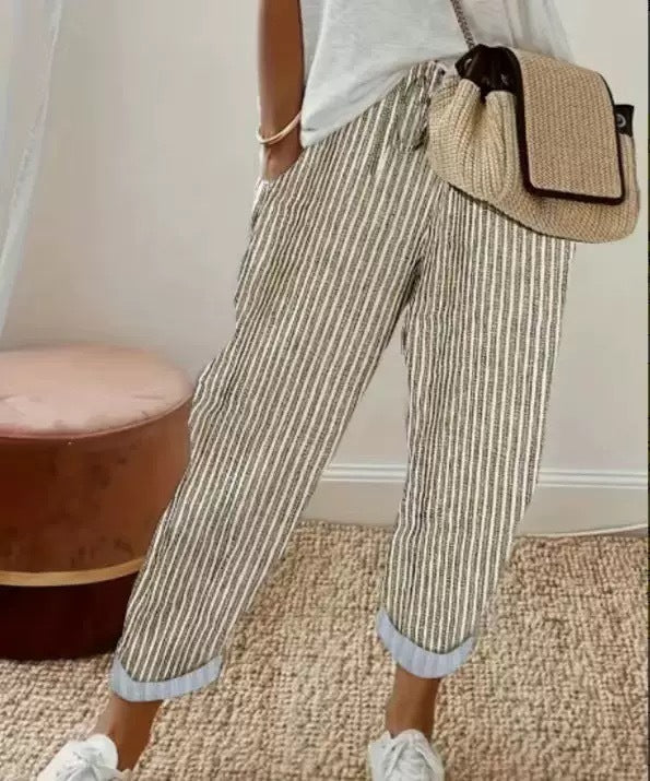 Women Summer Stripes Casual Pants