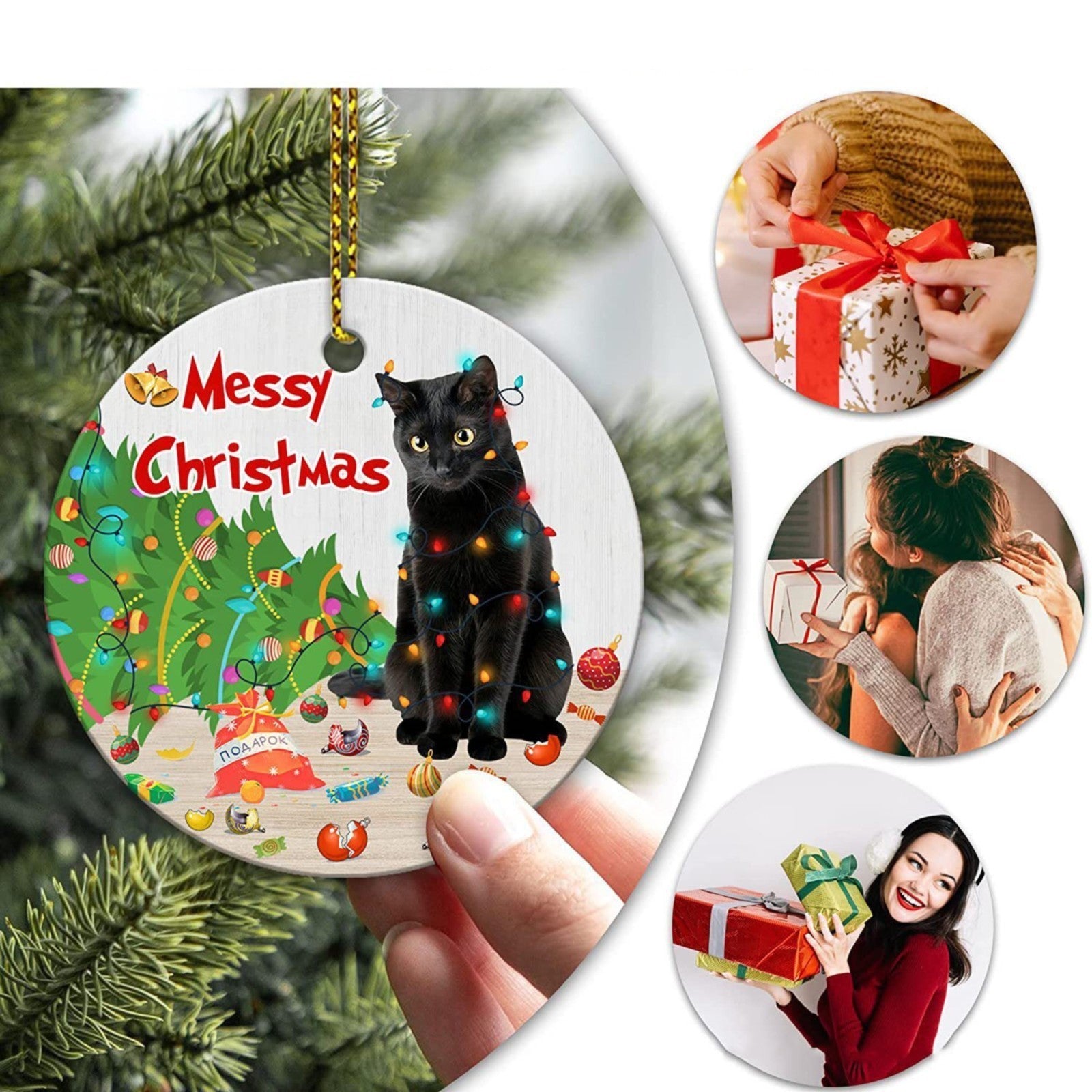Black Cat Christmas Decorations Ornaments