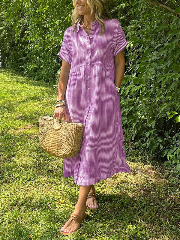 Women's Casual Cotton And Linen Dress