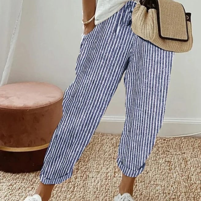 Women Summer Stripes Casual Pants