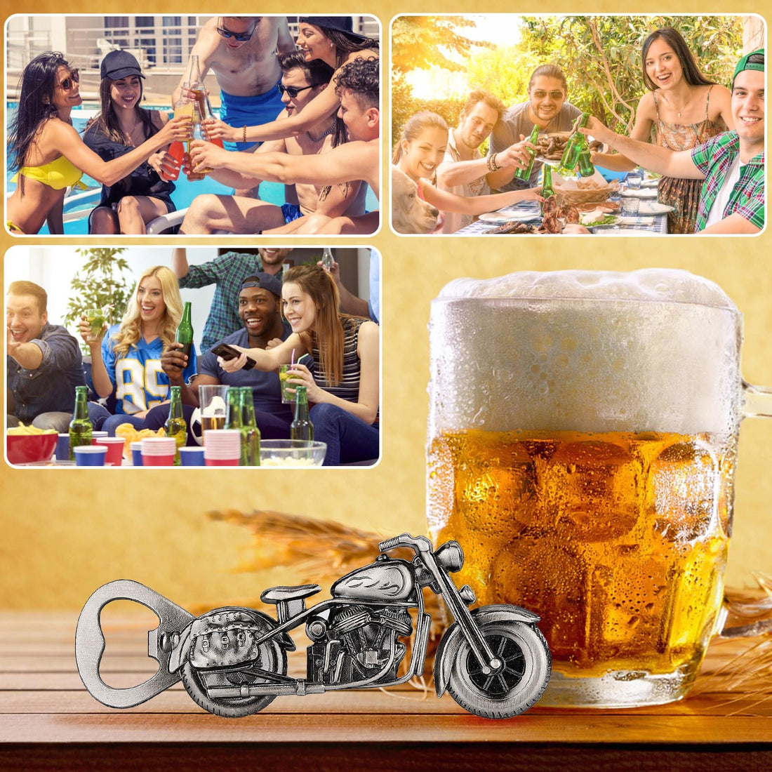Old Style Motorcycle Beer Bottle Opener Black Gift Box