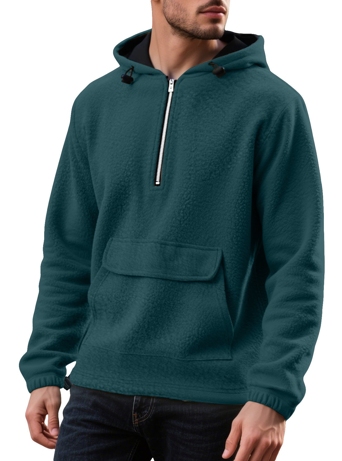Solid Color Padded Fleece Sweater