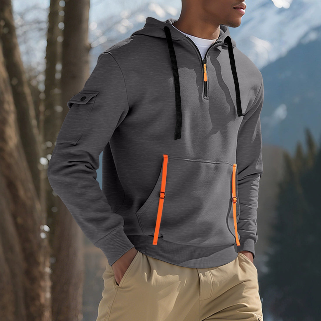 Men's Fleece-lined Casual Sweatshirt