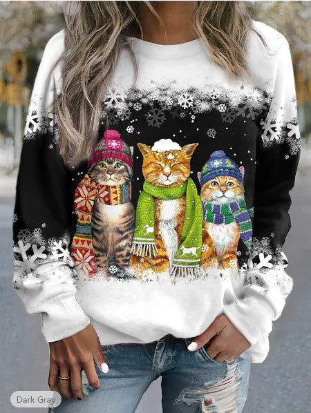 Women's Christmas Printed Long Sleeve Casual T-shirt