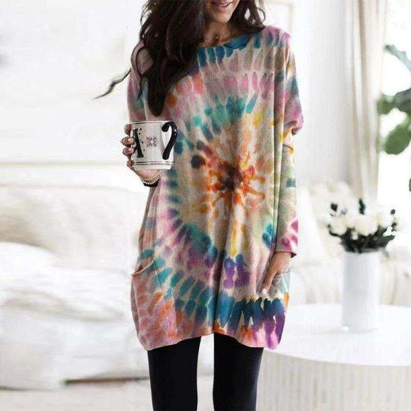 Women's Printed Spiral Batwing Sleeve Sweatshirt
