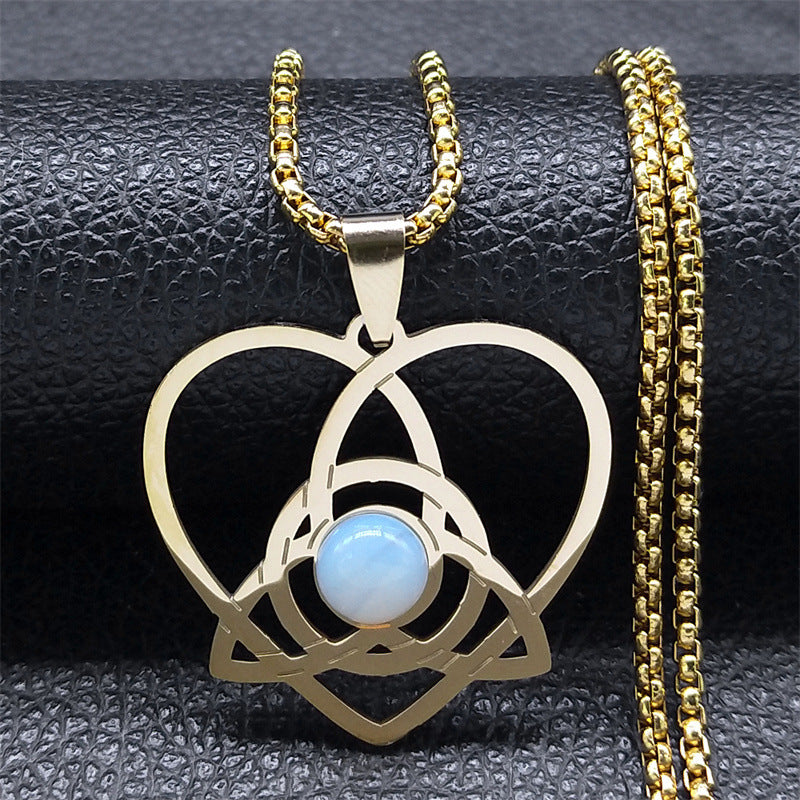 Love Celtic Knot Opal Stainless Steel Necklace