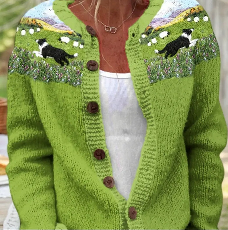 3D Digital Printing Cardigan Knitted Coat