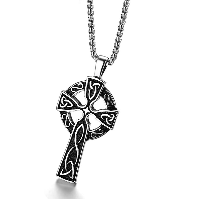 62MM Titanium Steel Celtic Cross Pendant Necklace