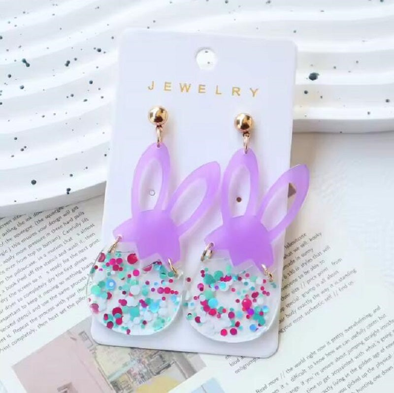 Cute Easter Acrylic Starry Rabbit Earrings