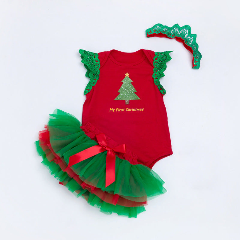 Baby Christmas Tree Green Romper