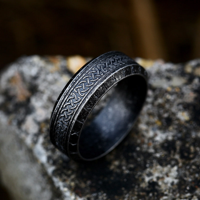 Vintage Viking Celtic Knot Steel Ring