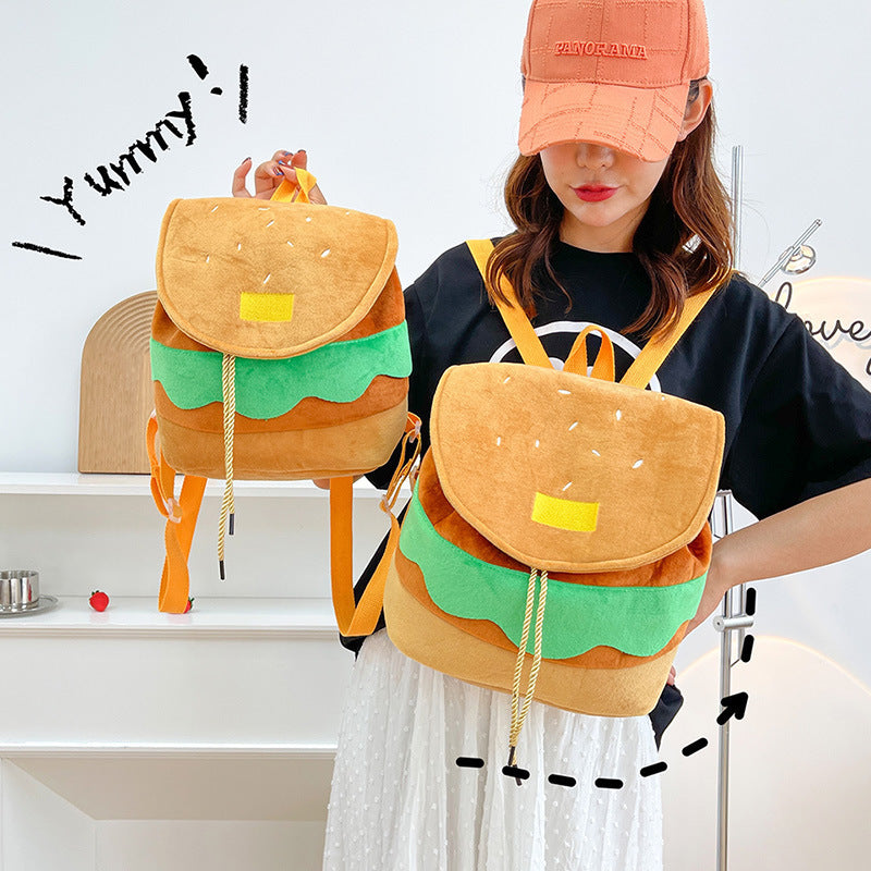 Cute Hamburger Plush Backpack