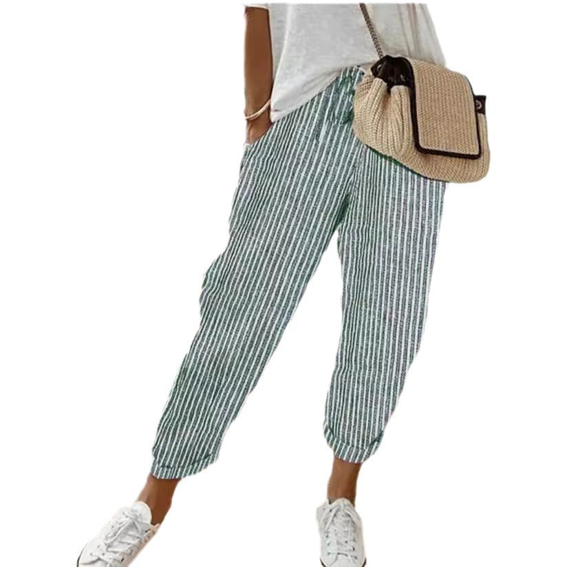 Women Summer Stripes Casual Pants