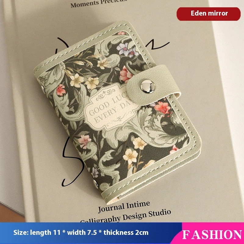 Women's Flower Retro Style Large Capacity Card Holder