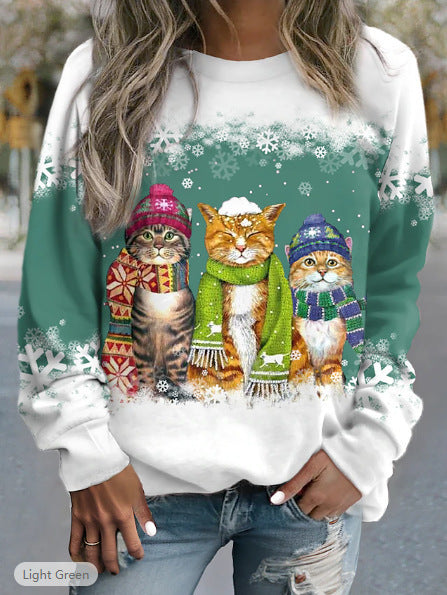 Women's Christmas Printed Long Sleeve Casual T-shirt