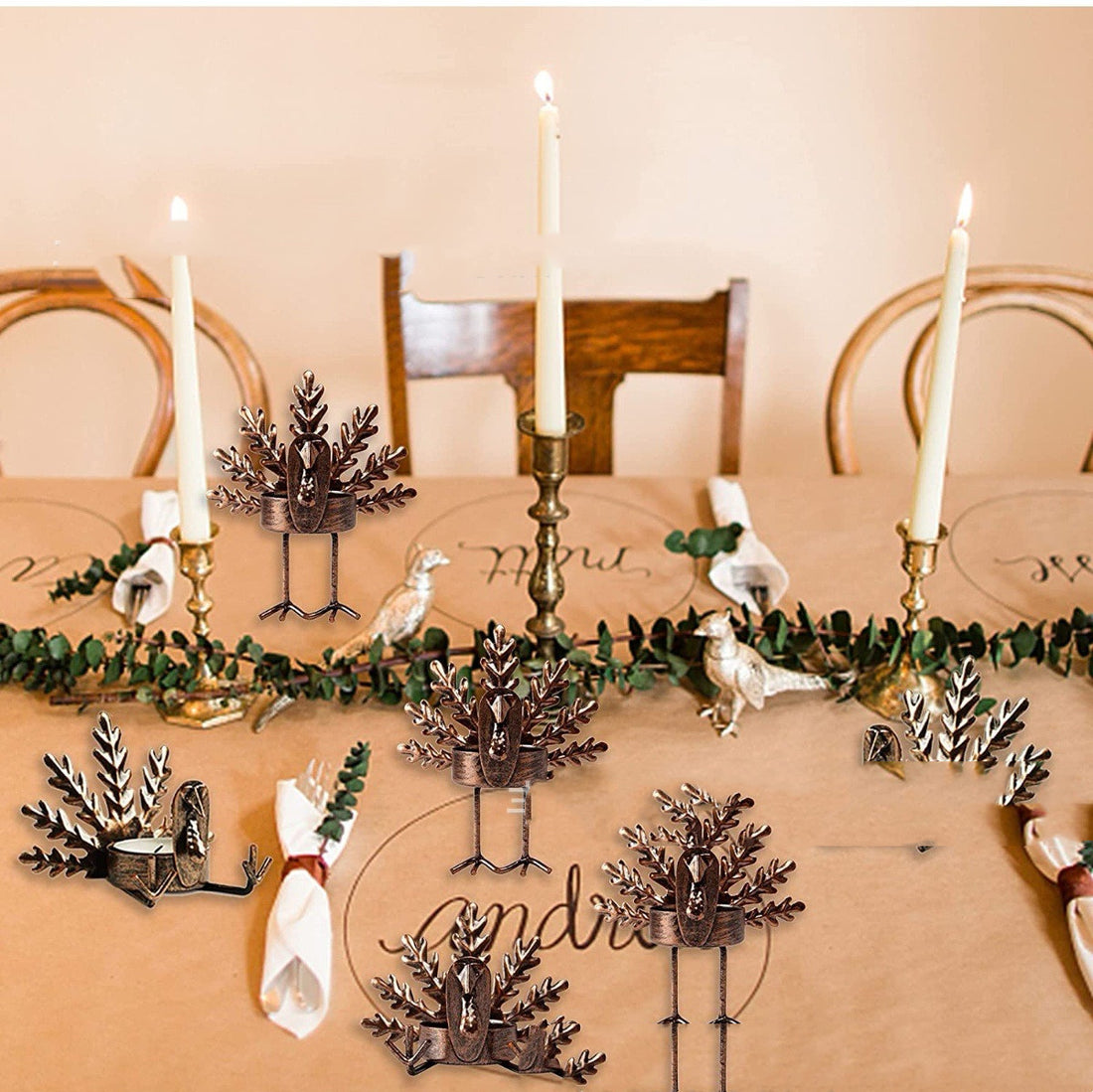 Thanksgiving Retro Metal Turkey Candlestick