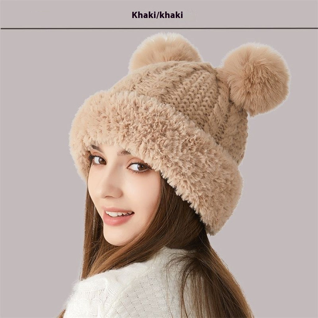 Women's Winter Cute Fur Ball Knitted Hat