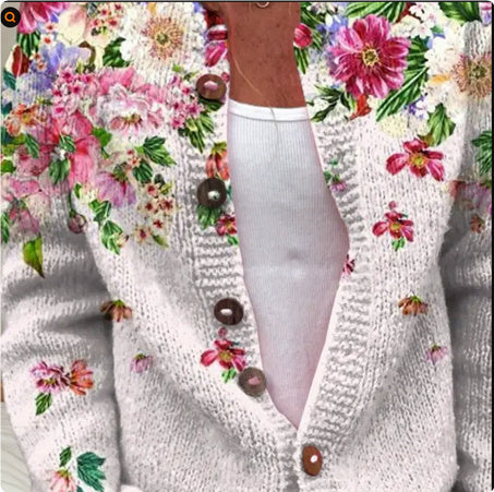3D Digital Printing Cardigan Knitted Coat