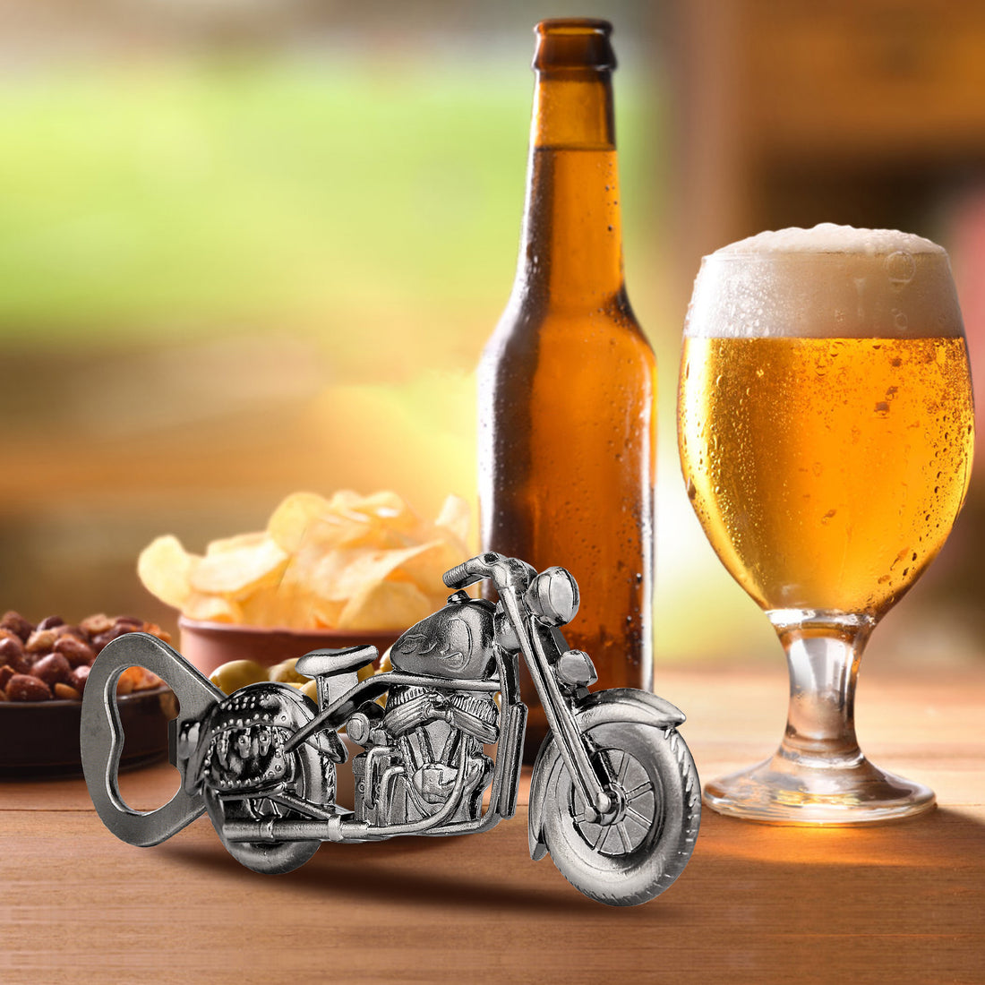 Old Style Motorcycle Beer Bottle Opener Black Gift Box