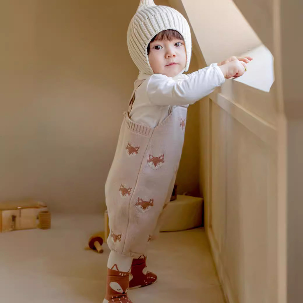 Fox Knitted Strap Baby Rompers