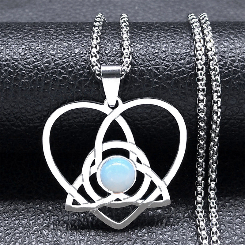 Love Celtic Knot Opal Stainless Steel Necklace