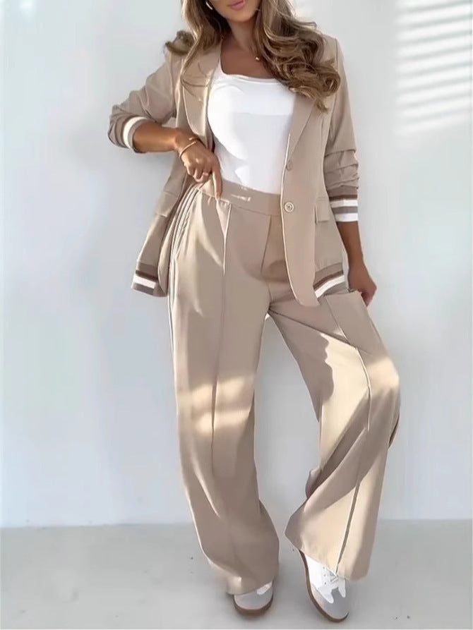 2 Pcs Set Women Coat Pants Suit