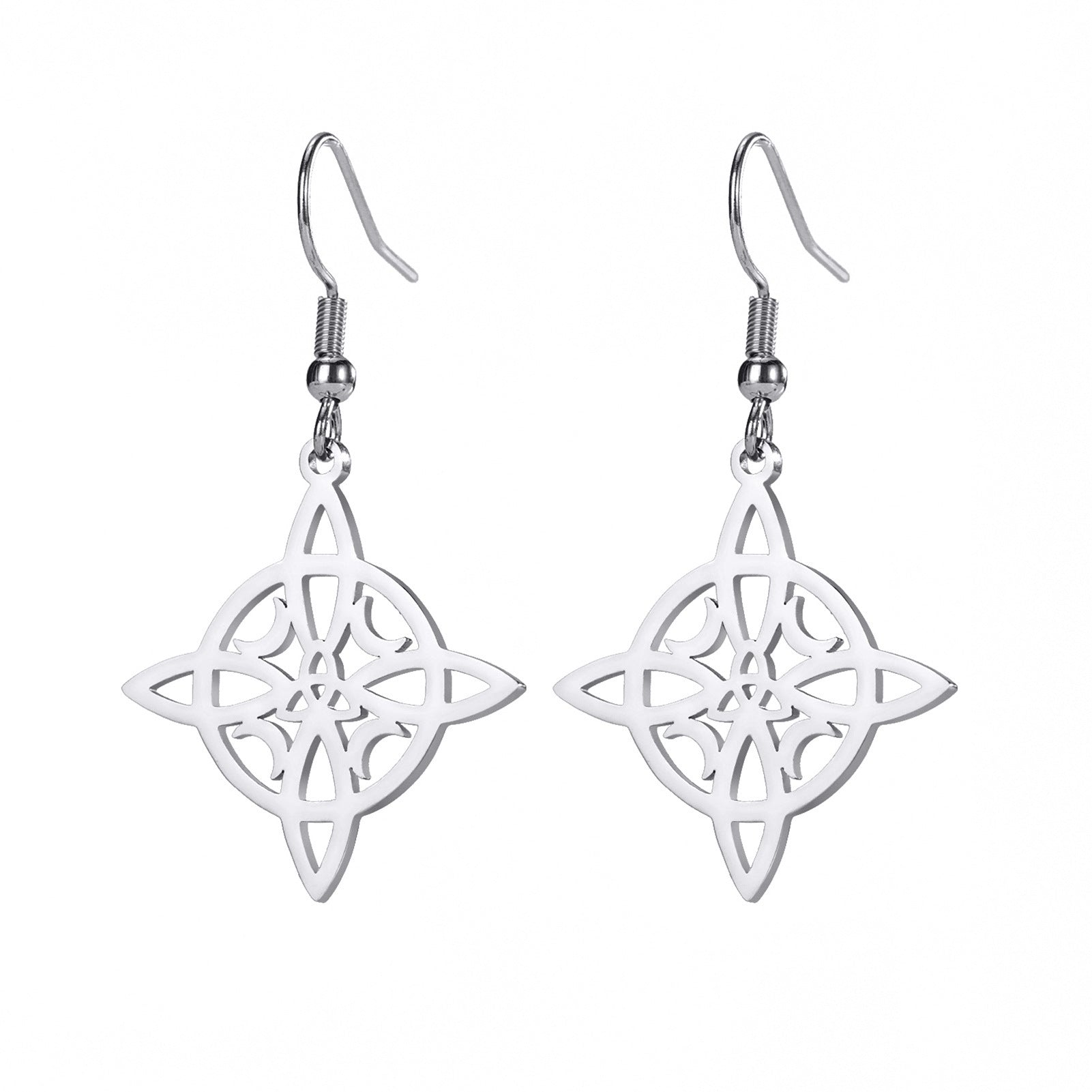 Ladies' Celtic Knot Moon Stainless Steel Earrings