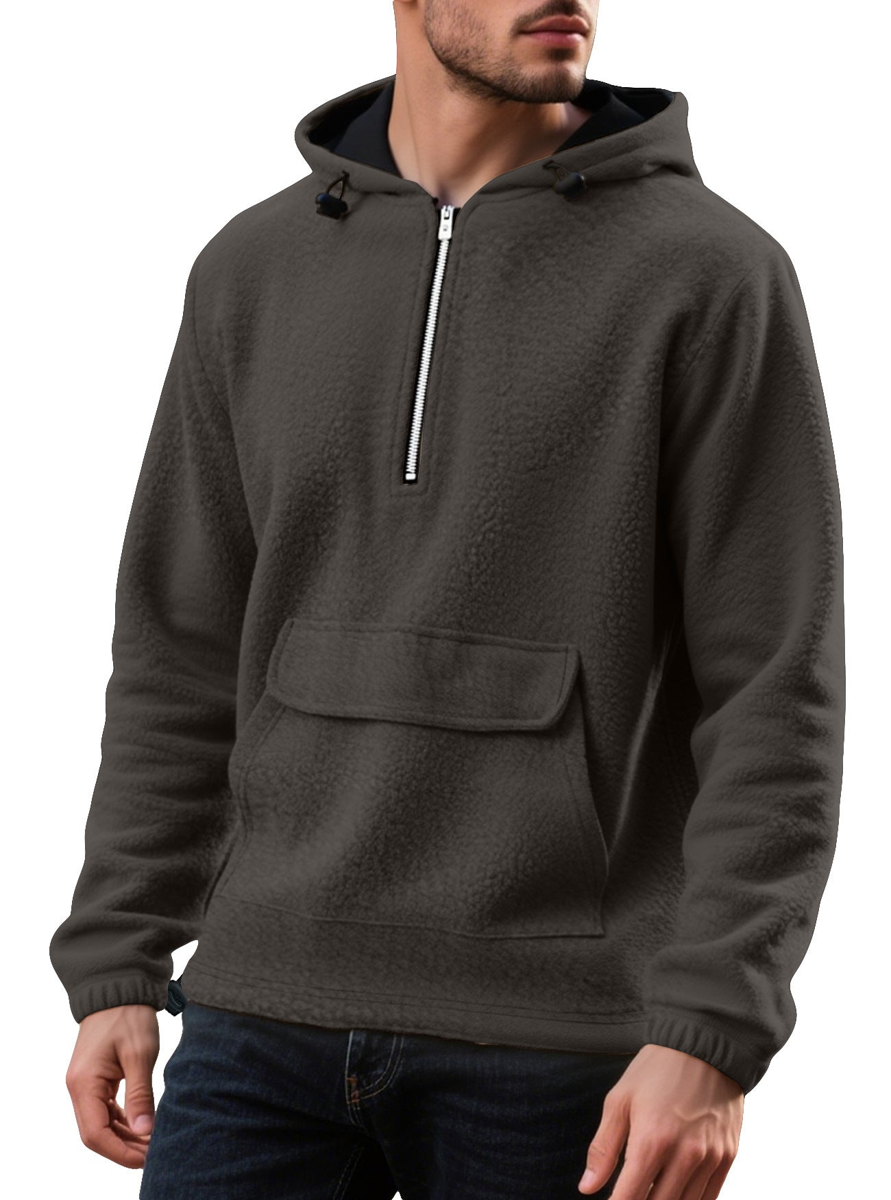 Solid Color Padded Fleece Sweater