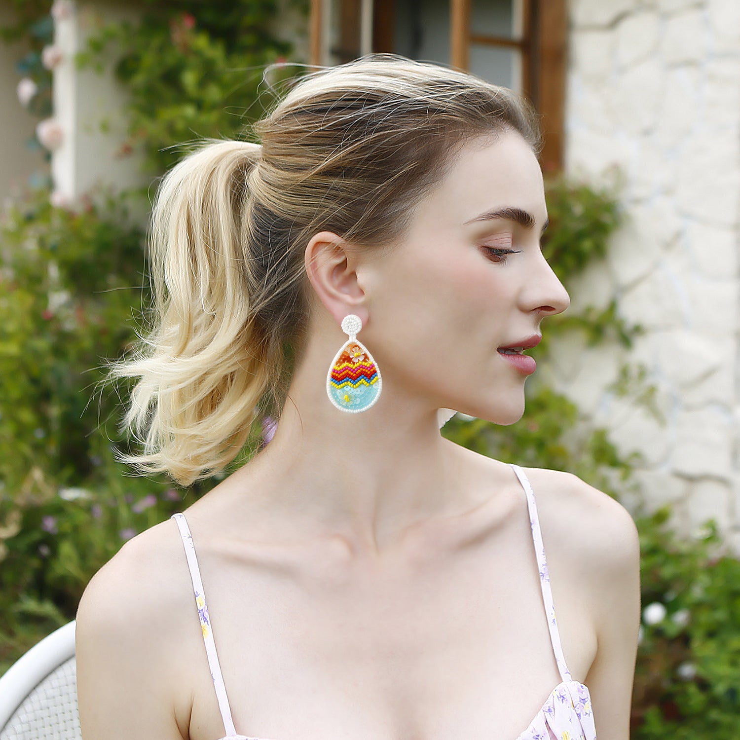 Hand-woven Easter Egg Earrings