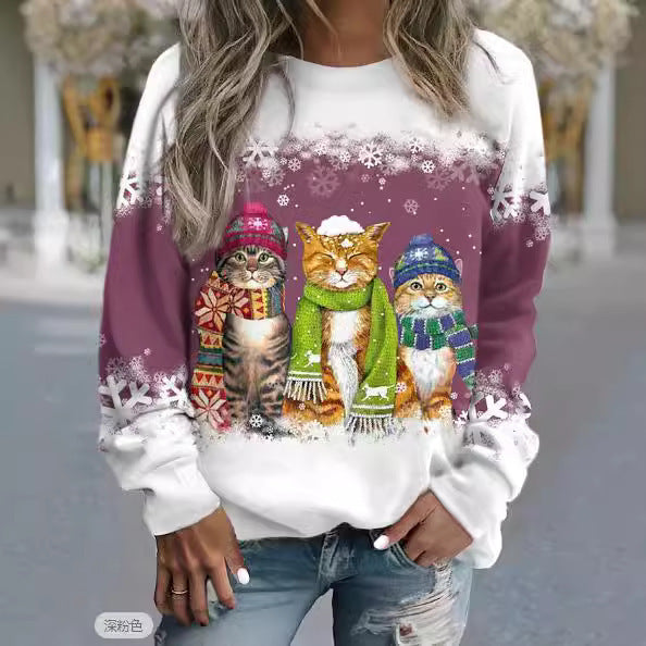 Women's Christmas Printed Long Sleeve Casual T-shirt