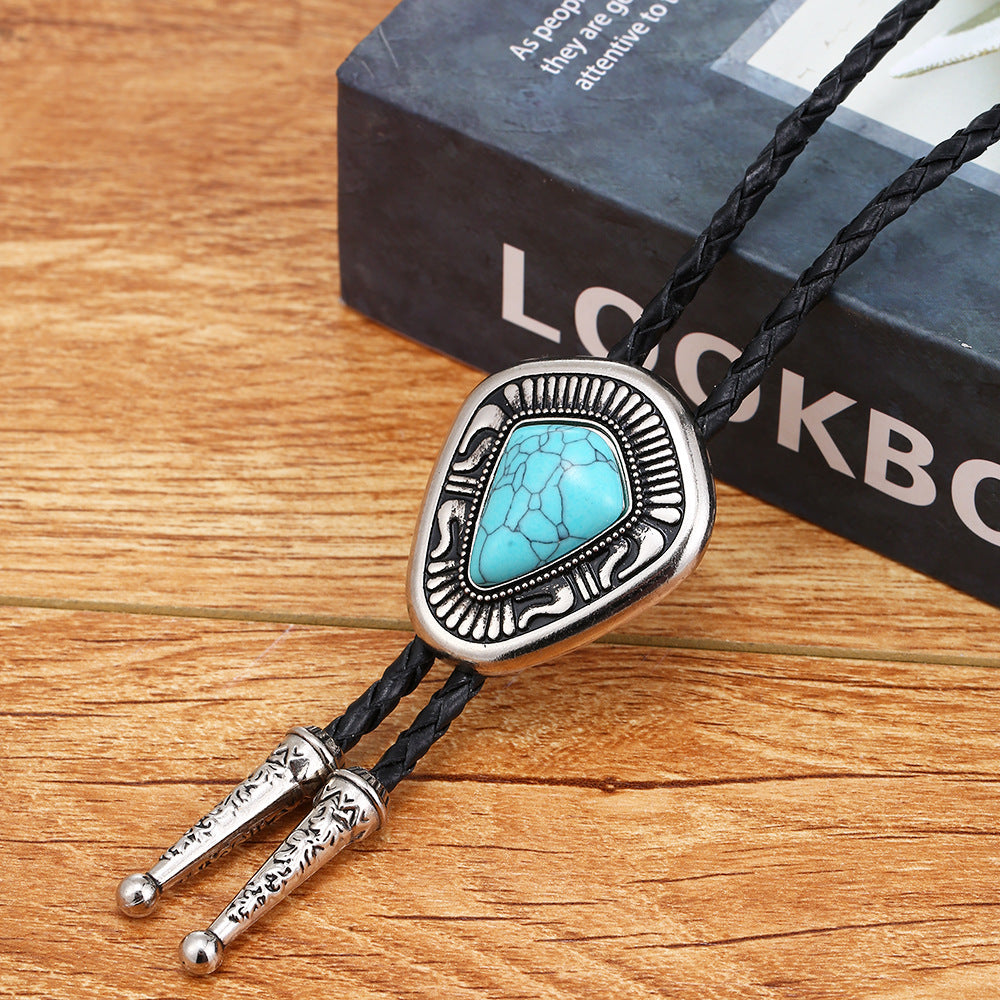 Celtic Pattern Turquoise Agate Bolo Tie