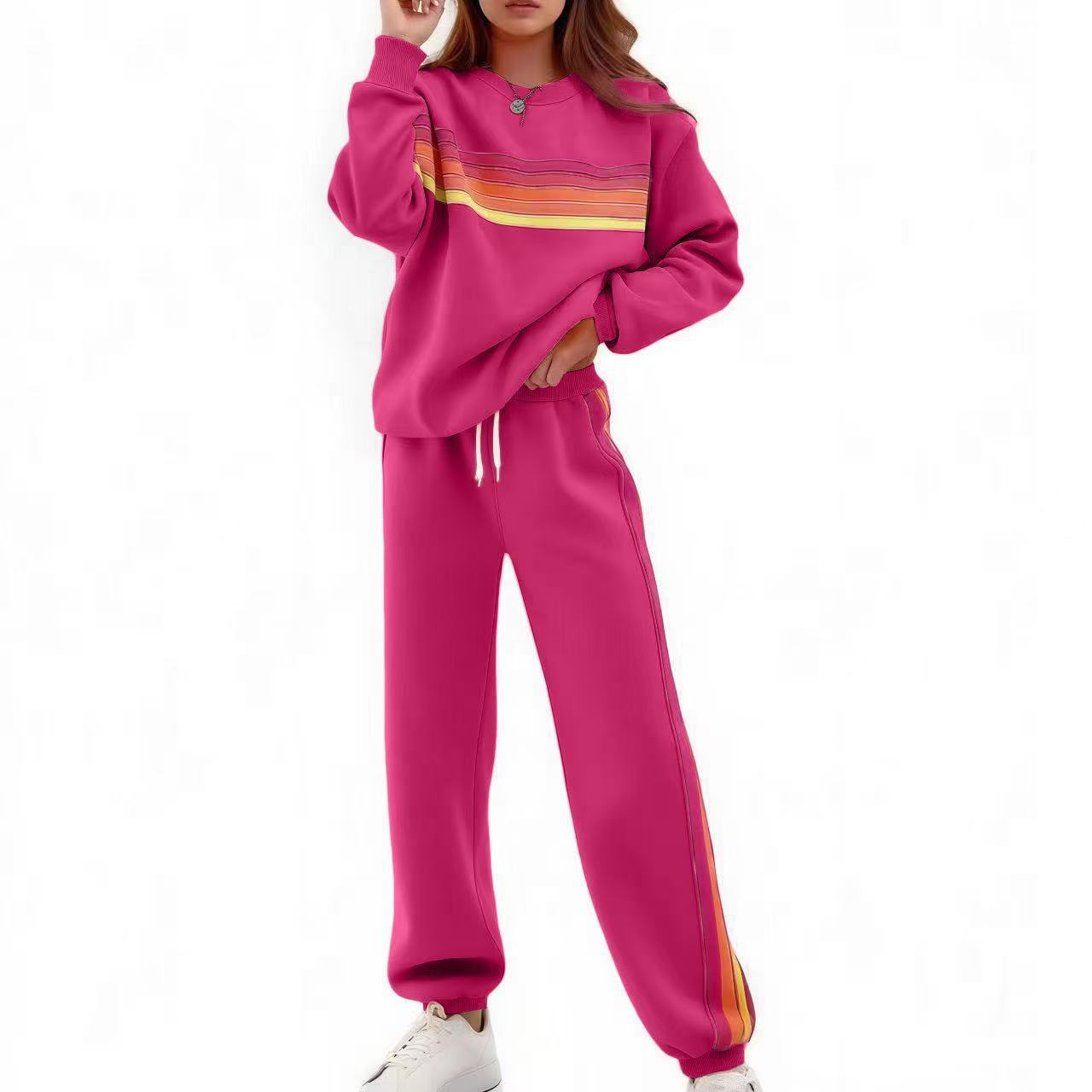 Women's Elastic Waist Pants Sweater Suit