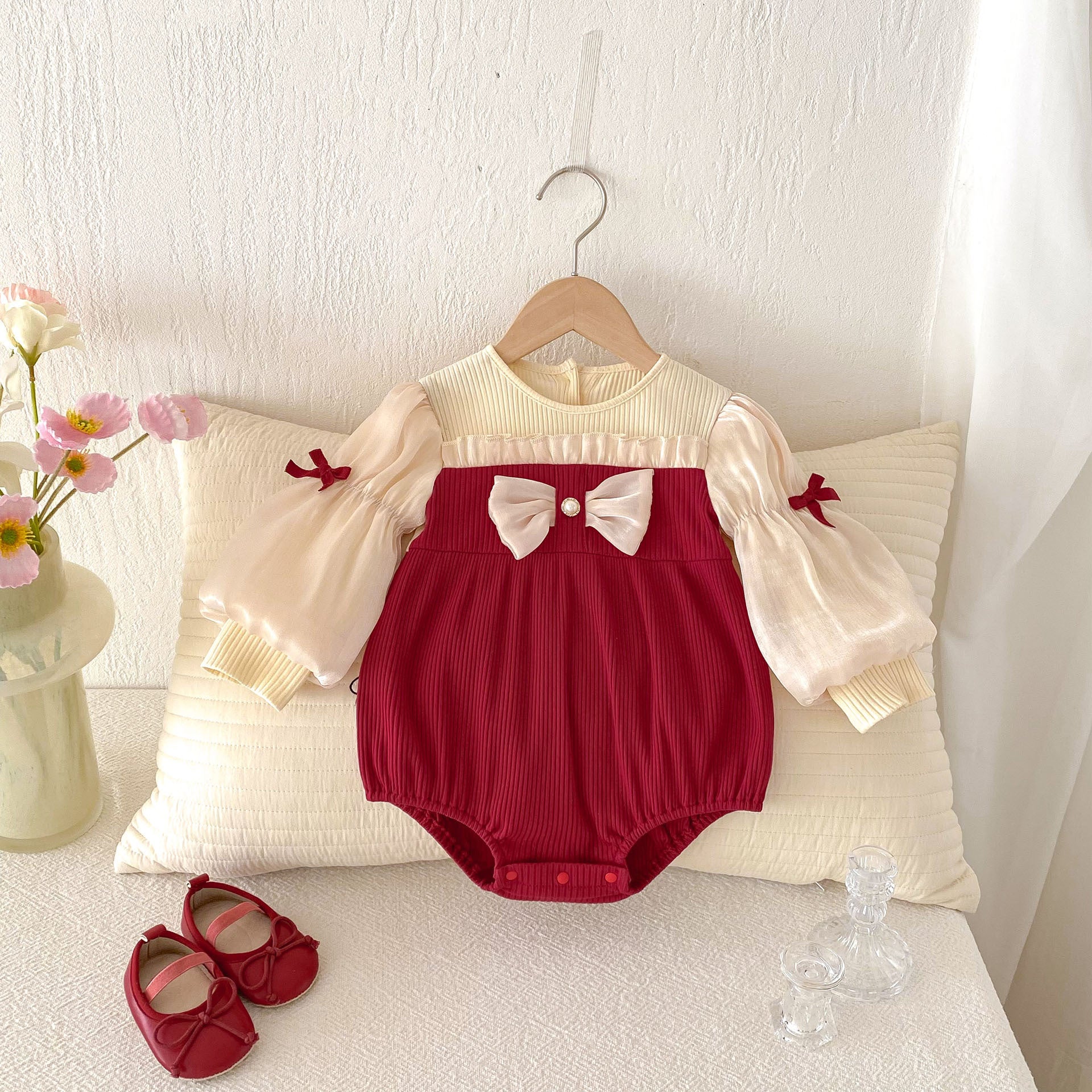 Baby Jumpsuit Bow Puff Sleeve