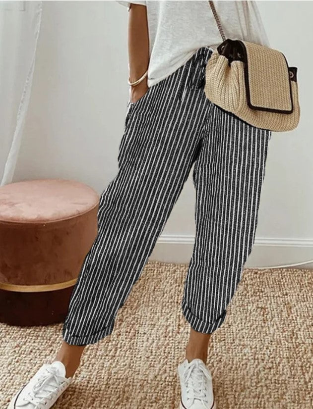 Women Summer Stripes Casual Pants