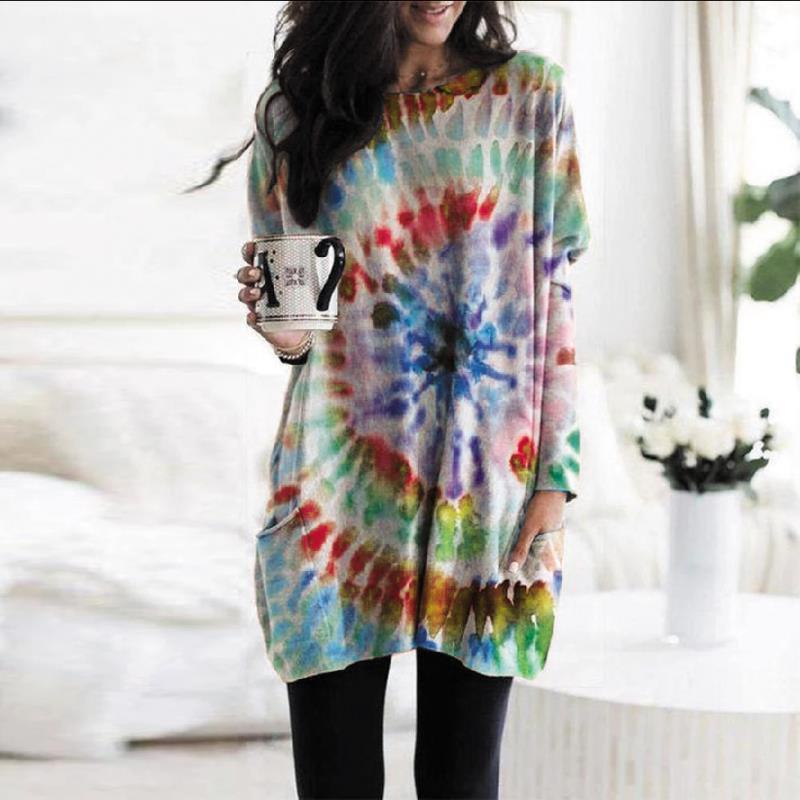 Women's Printed Spiral Batwing Sleeve Sweatshirt