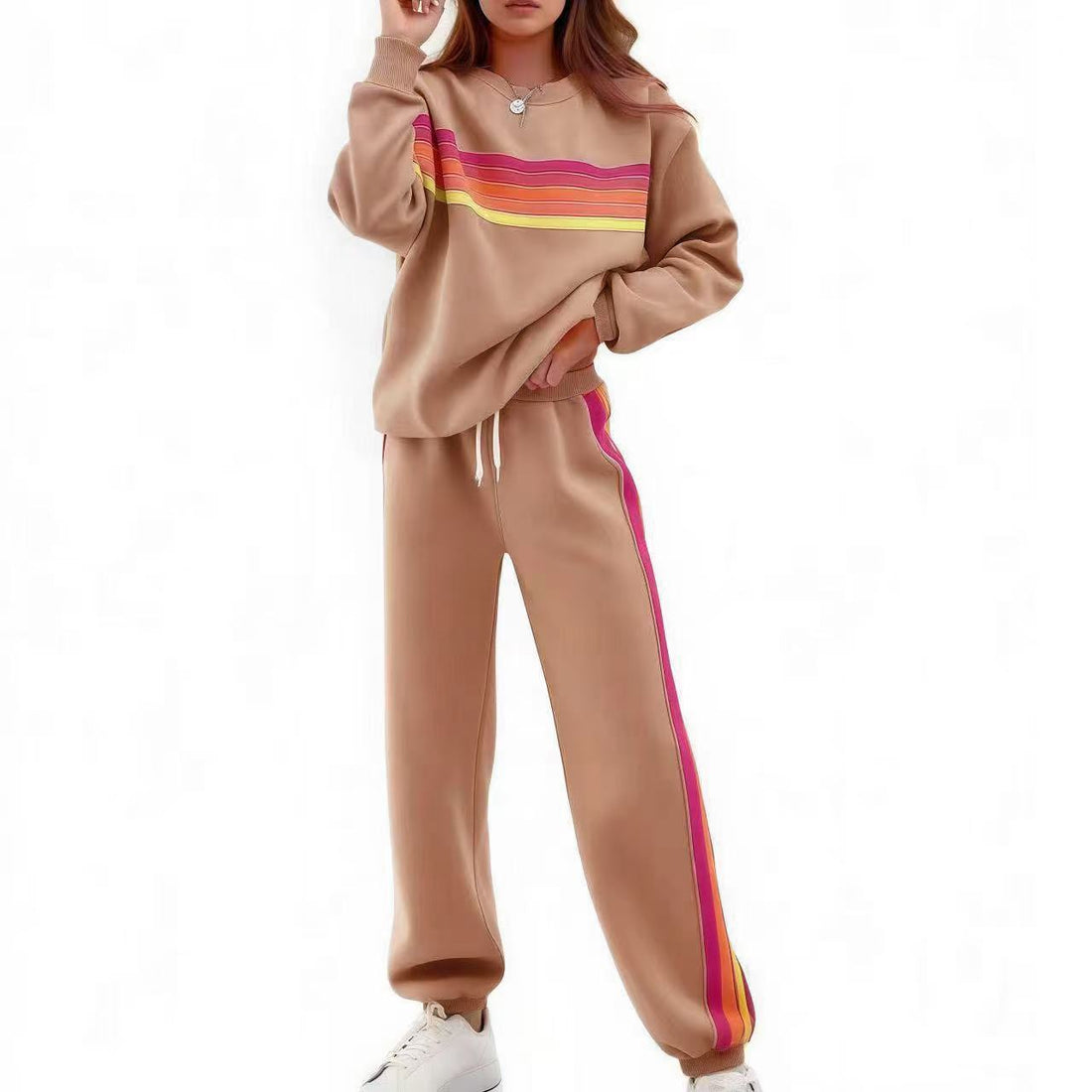 Women's Elastic Waist Pants Sweater Suit