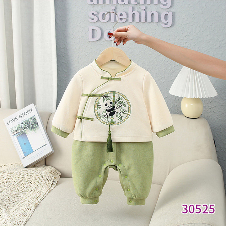 National Style Long Sleeve Fleece-lined Rompers