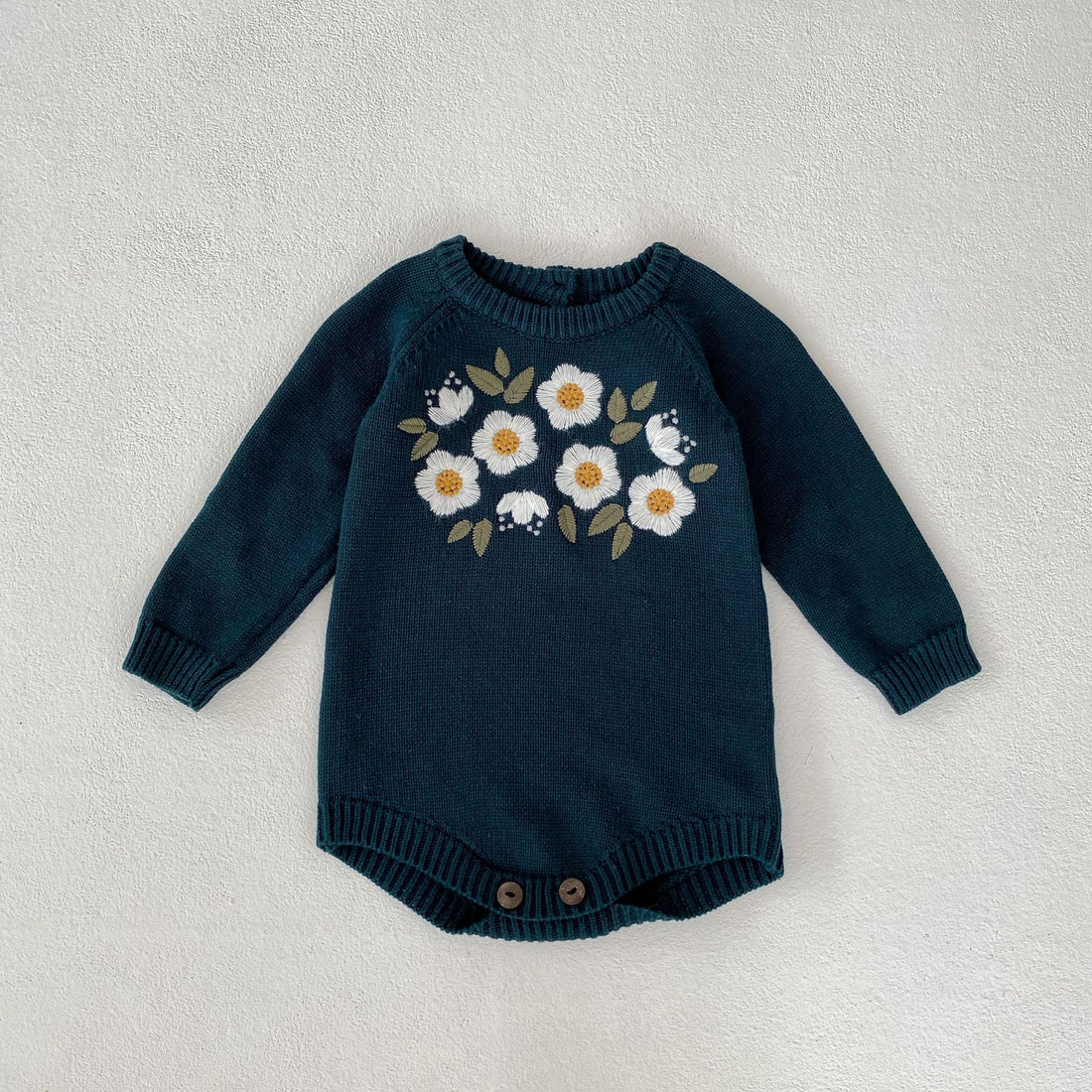 Baby Girl's Dark Green Embroidered