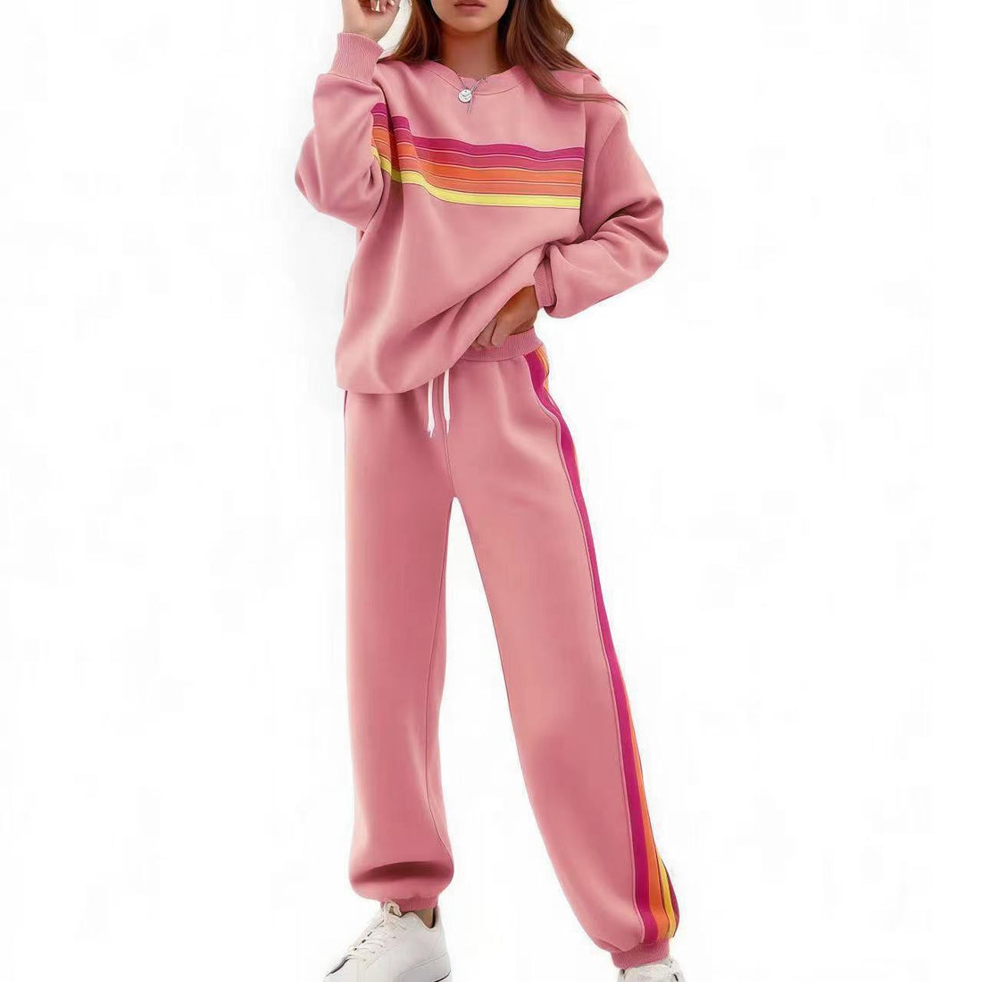 Women's Elastic Waist Pants Sweater Suit