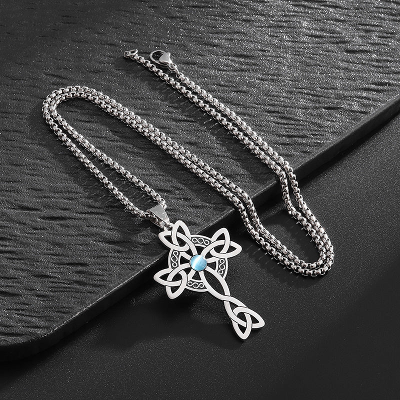 Stainless Steel Personalized Celtic Knot Cross Necklace