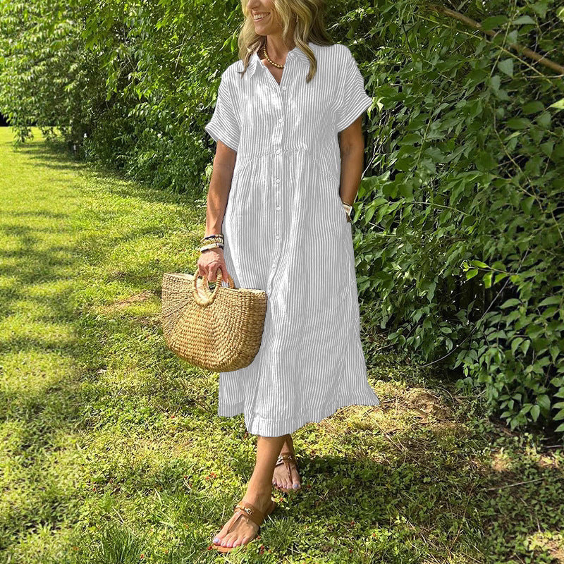 Women's Casual Cotton And Linen Dress