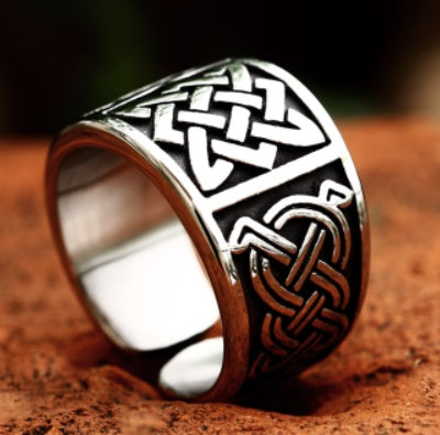 Nordic Retro Viking Celtic Knot Titanium Steel Ring