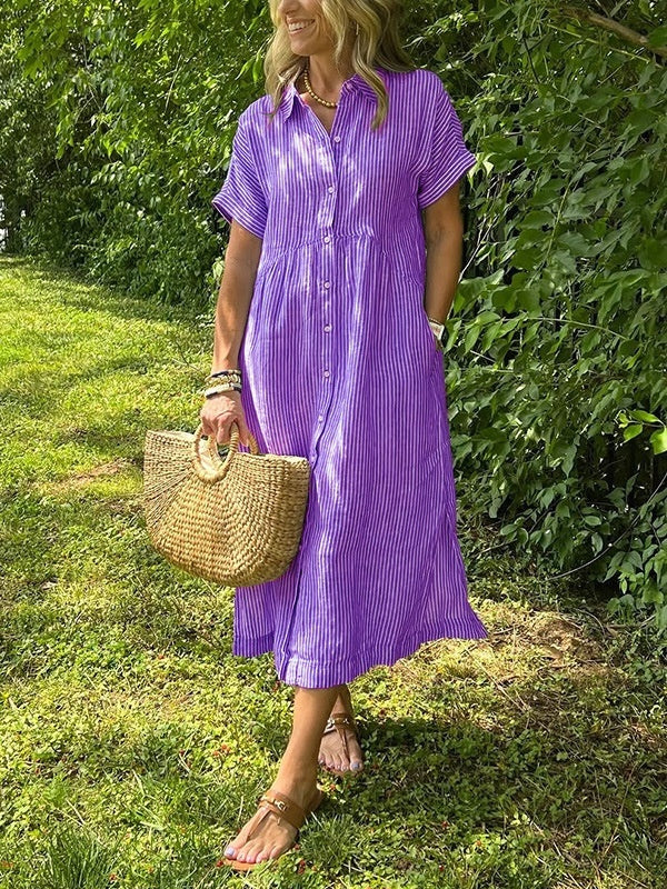 Women's Casual Cotton And Linen Dress