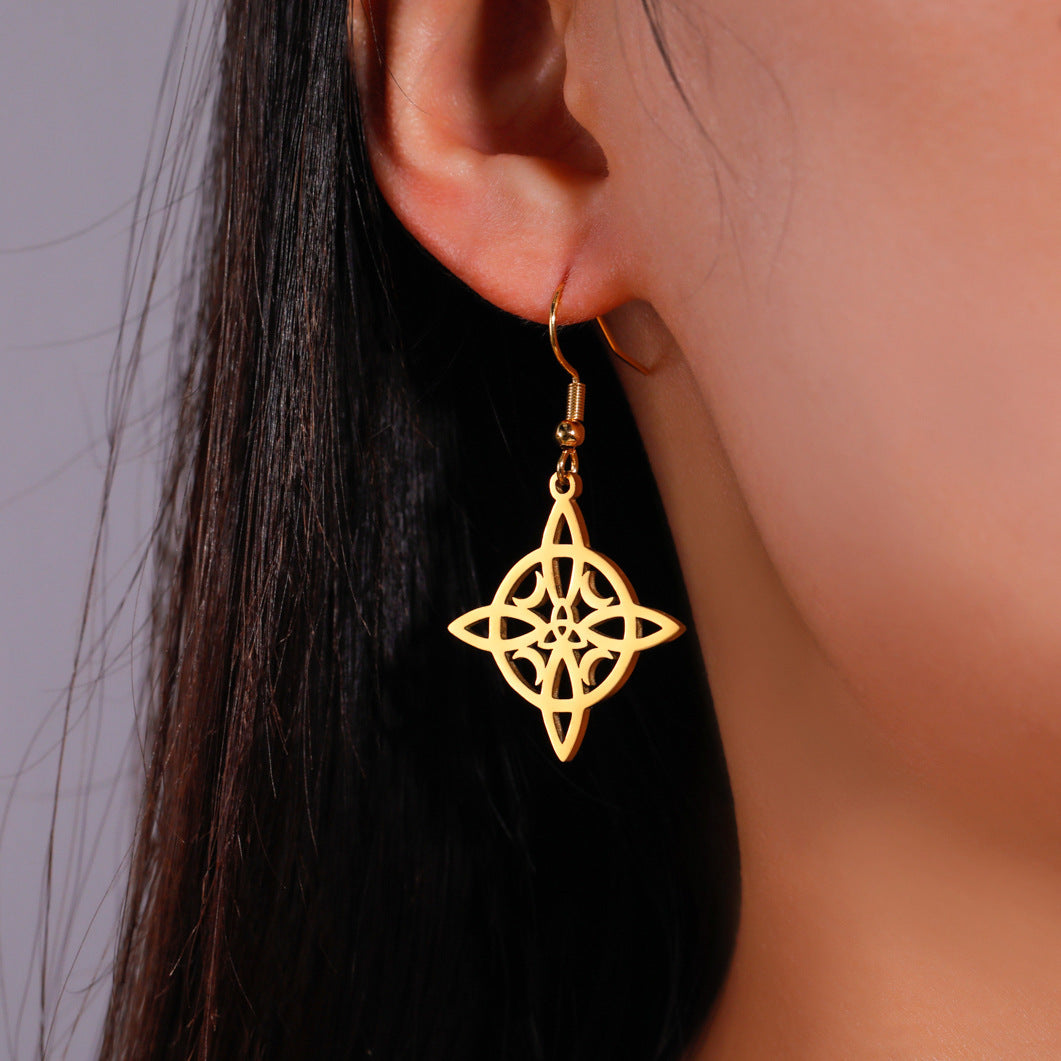 Ladies' Celtic Knot Moon Stainless Steel Earrings