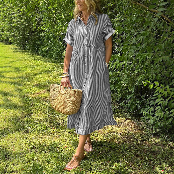 Women's Casual Cotton And Linen Dress