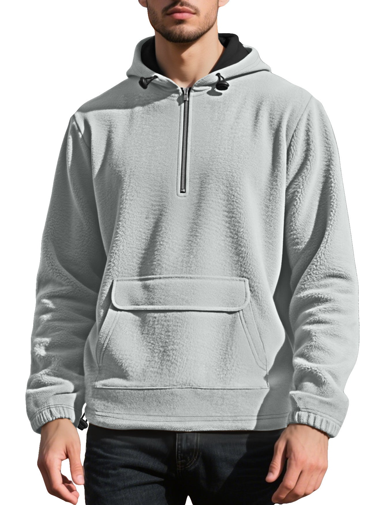 Solid Color Padded Fleece Sweater