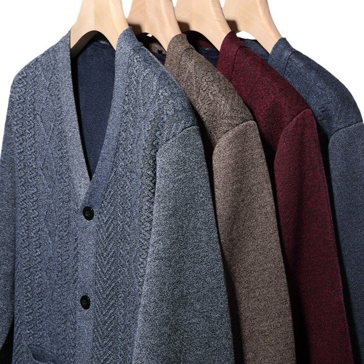 Men's Long-sleeved Striped Coat