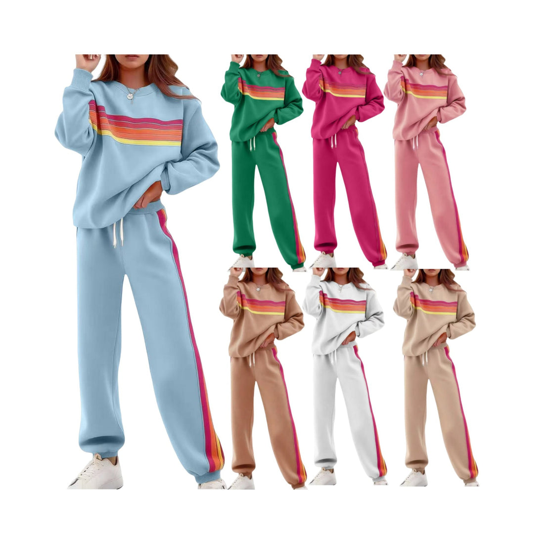 Women's Elastic Waist Pants Sweater Suit