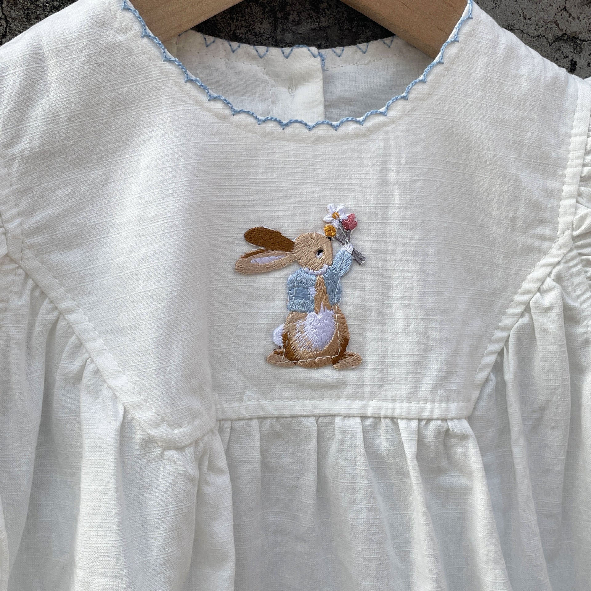 Baby Girl Bunny Embroidery Bottom-covering Rompers